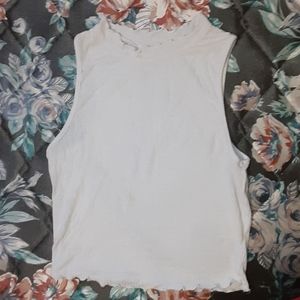 White tank top w/ ruffled ends